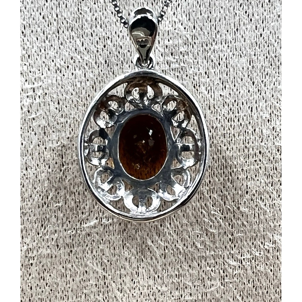 Citrine Gemstone Pendant and Ring 925 Sterling Silver 18" Chain Size 7 Ring - Picture 6 of 16